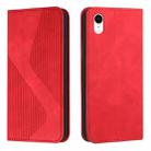 For iPhone XR Skin Feel Magnetic S-type Solid Color Horizontal Flip Leather Case with Holder & Card Slot & Wallet(Red) - 1