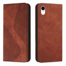 For iPhone XR Skin Feel Magnetic S-type Solid Color Horizontal Flip Leather Case with Holder & Card Slot & Wallet(Brown) - 1