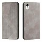 For iPhone XR Skin Feel Magnetic S-type Solid Color Horizontal Flip Leather Case with Holder & Card Slot & Wallet(Grey) - 1