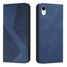 For iPhone XR Skin Feel Magnetic S-type Solid Color Horizontal Flip Leather Case with Holder & Card Slot & Wallet(Blue) - 1