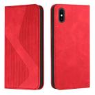 Skin Feel Magnetic S-type Solid Color Horizontal Flip Leather Case with Holder & Card Slot & Wallet For iPhone XS Max(Red) - 1