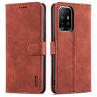 For OPPO A94 5G / A95 5G / Reno5Z 5G / F19 Pro+ AZNS Skin Feel Calf Texture Horizontal Flip Leather Case with Card Slots & Holder & Wallet(Brown) - 1