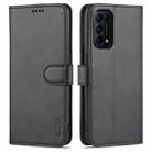 For OPPO Reno5 / Reno5 K AZNS Skin Feel Calf Texture Horizontal Flip Leather Case with Card Slots & Holder & Wallet(Black) - 1