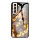 For Samsung Galaxy S21 FE Colorful Painted Glass Shockproof Protective Case(Fox) - 1