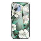 For Xiaomi Mi 11 Colorful Painted Glass Shockproof Protective Case(White flower) - 1