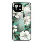 For Xiaomi Mi 11 Pro Colorful Painted Glass Shockproof Protective Case(White flower) - 1