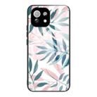 For Xiaomi Mi 11 Lite Colorful Painted Glass Shockproof Protective Case(Leaves) - 1