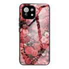 For Xiaomi Mi 11 Lite Colorful Painted Glass Shockproof Protective Case(Flower) - 1