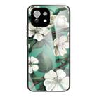 For Xiaomi Mi 11 Lite Colorful Painted Glass Shockproof Protective Case(White flower) - 1