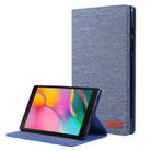 For Samsung Galaxy Tab A7 Lite 8.7 T220 / T225 Horizontal Flip TPU + Fabric PU Leather Protective Case with Name Card Clip(Dark Blue) - 1