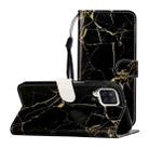 For Samsung Galaxy A22 4G Colored Drawing Marble Pattern Horizontal Flip PU Leather Case with Holder & Card Slots & Wallet(Black Gold Marble) - 1