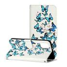 For Samsung Galaxy A32 4G Colored Drawing Marble Pattern Horizontal Flip PU Leather Case with Holder & Card Slots & Wallet(Little Blue Butterflies) - 1