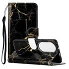 For Huawei P50 Colored Drawing Marble Pattern Horizontal Flip PU Leather Case with Holder & Card Slots & Wallet(Black Gold Marble) - 1