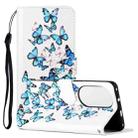 For Huawei P50 Colored Drawing Marble Pattern Horizontal Flip PU Leather Case with Holder & Card Slots & Wallet(Little Blue Butterflies) - 1