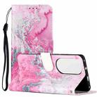 For Huawei P50 Colored Drawing Marble Pattern Horizontal Flip PU Leather Case with Holder & Card Slots & Wallet(Pink Seawater) - 1