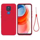 For Motorola Moto G Play (2021) Pure Color Liquid Silicone Shockproof Full Coverage Case(Red) - 1