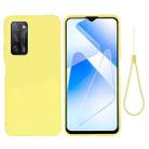 For OPPO A55 5G / A54 4G Pure Color Liquid Silicone Shockproof Full Coverage Case(Yellow) - 1