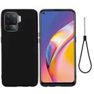 For OPPO A94 / Reno5 F / F19 Pro Pure Color Liquid Silicone Shockproof Full Coverage Case(Black) - 1