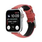 14mm Slim Genuine Leather Watch Band Watch Band For Apple Watch Series 7 45mm / 6 & SE & 5 & 4 44mm / 3 & 2 & 1 42mm(Rose Red) - 1