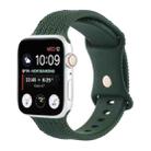 Woven Pattern Figure 8 Buckle Silicone Strap Watch Band For Apple Watch Series 7 45mm / 6 & SE & 5 & 4 44mm / 3 & 2 & 1 42mm(Dark Green) - 1