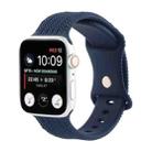 Woven Pattern Figure 8 Buckle Silicone Strap Watch Band For Apple Watch Ultra 49mm / Series 8&7 45mm / SE 2&6&SE&5&4 44mm / 3&2&1 42mm(Navy Blue) - 1