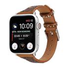 T-shaped Small Waist Flashing Diamond Genuine Leather Watch Band Watch Band For Apple Watch Ultra 49mm / Series 8&7 45mm / SE 2&6&SE&5&4 44mm / 3&2&1 42mm(Brown) - 1