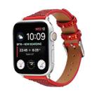 T-shaped Small Waist Flashing Diamond Genuine Leather Watch Band Watch Band For Apple Watch Series 8&7 41mm / SE 2&6&SE&5&4 40mm / 3&2&1 38mm(Red) - 1