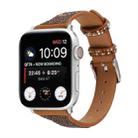 T-shaped Small Waist Flashing Diamond Genuine Leather Watch Band Watch Band For Apple Watch Series 9&8&7 41mm / SE 3&SE 2&6&SE&5&4 40mm / 3&2&1 38mm(Brown) - 1