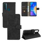 For TCL 20 SE Solid Color Skin Feel Magnetic Buckle Horizontal Flip Calf Texture PU Leather Case with Holder & Card Slots & Wallet(Black) - 1