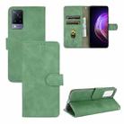 For vivo V21 Solid Color Skin Feel Magnetic Buckle Horizontal Flip Calf Texture PU Leather Case with Holder & Card Slots & Wallet(Green) - 1