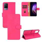 For vivo V21 Solid Color Skin Feel Magnetic Buckle Horizontal Flip Calf Texture PU Leather Case with Holder & Card Slots & Wallet(Rose Red) - 1