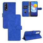 For vivo Y72 5G / iQOO Z3 5G Solid Color Skin Feel Magnetic Buckle Horizontal Flip Calf Texture PU Leather Case with Holder & Card Slots & Wallet(Blue) - 1