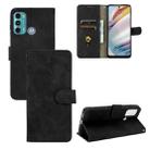 For Motorola Moto G60 / G40 Fusion Solid Color Skin Feel Magnetic Buckle Horizontal Flip Calf Texture PU Leather Case with Holder & Card Slots & Wallet(Black) - 1