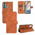 For Motorola Moto G60 / G40 Fusion Solid Color Skin Feel Magnetic Buckle Horizontal Flip Calf Texture PU Leather Case with Holder & Card Slots & Wallet(Brown) - 1