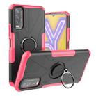 For vivo Y20 Armor Bear Shockproof PC + TPU Protective Case with Ring Holder(Rose Red) - 1