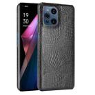 For OPPO Find X3 / X3 Pro Shockproof Crocodile Texture PC + PU Case(Black) - 1