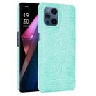 For OPPO Find X3 / X3 Pro Shockproof Crocodile Texture PC + PU Case(Light Green) - 1