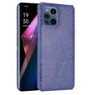 For OPPO Find X3 / X3 Pro Shockproof Crocodile Texture PC + PU Case(Blue) - 1