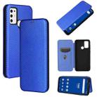 For Tone e21 Carbon Fiber Texture Horizontal Flip TPU + PC + PU Leather Case with Card Slot(Blue) - 1