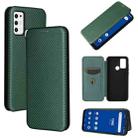 For Tone e21 Carbon Fiber Texture Horizontal Flip TPU + PC + PU Leather Case with Card Slot(Green) - 1