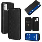 For Tone e21 Carbon Fiber Texture Horizontal Flip TPU + PC + PU Leather Case with Card Slot(Black) - 1