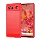 For Google Pixel 6 Brushed Texture Carbon Fiber TPU Case(Red) - 1