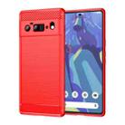 For Google Pixel 6 Pro Brushed Texture Carbon Fiber TPU Case(Red) - 1