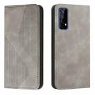 For OPPO Realme 7 Skin Feel Magnetic S-type Solid Color Horizontal Flip Leather Case with Holder & Card Slot & Wallet(Grey) - 1