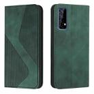 For OPPO Realme 7 Skin Feel Magnetic S-type Solid Color Horizontal Flip Leather Case with Holder & Card Slot & Wallet(Green) - 1