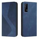 For OPPO Realme 7 Skin Feel Magnetic S-type Solid Color Horizontal Flip Leather Case with Holder & Card Slot & Wallet(Blue) - 1