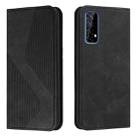 For OPPO Realme 7 Skin Feel Magnetic S-type Solid Color Horizontal Flip Leather Case with Holder & Card Slot & Wallet(Black) - 1