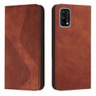 For OPPO Realme 7 5G Skin Feel Magnetic S-type Solid Color Horizontal Flip Leather Case with Holder & Card Slot & Wallet(Brown) - 1