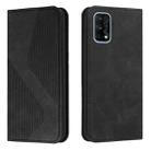 For OPPO Realme 7 5G Skin Feel Magnetic S-type Solid Color Horizontal Flip Leather Case with Holder & Card Slot & Wallet(Black) - 1