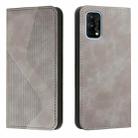 For OPPO Realme 7 Pro Skin Feel Magnetic S-type Solid Color Horizontal Flip Leather Case with Holder & Card Slot & Wallet(Grey) - 1